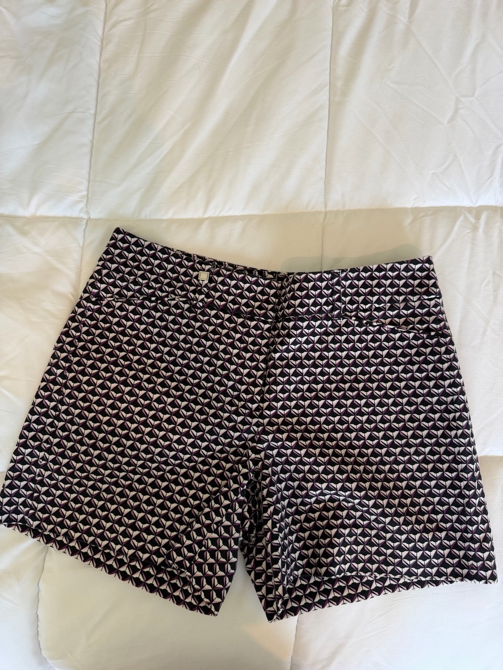 White House Black Market Black and White Geometric Bermuda Shorts